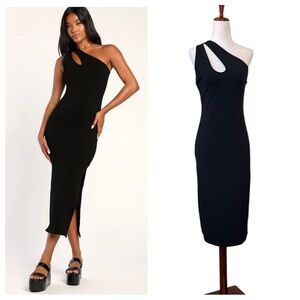 Zara one-shoulder midi bodycon dress with a cutout detail near the shoulder